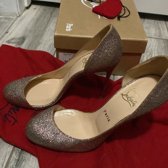 Christian Louboutin Helmour 100 Glitter Mini Pumps Multicolor Size 38 - Picture 7 of 8